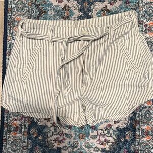 American Eagle Outfitters High Waist Striped Shorts - Black and White